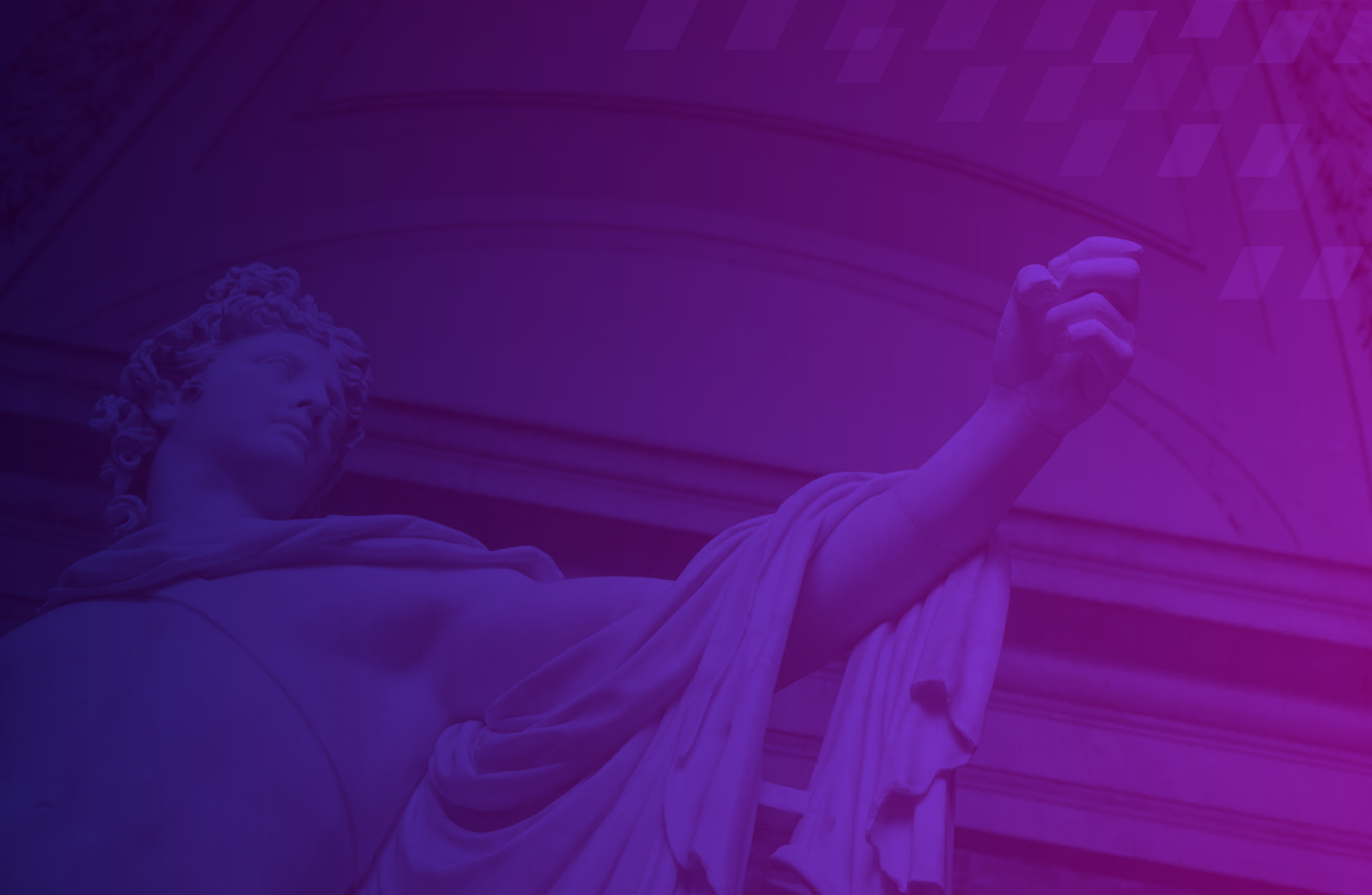 Agora brand campaign, classical statue in a magenta duotone.